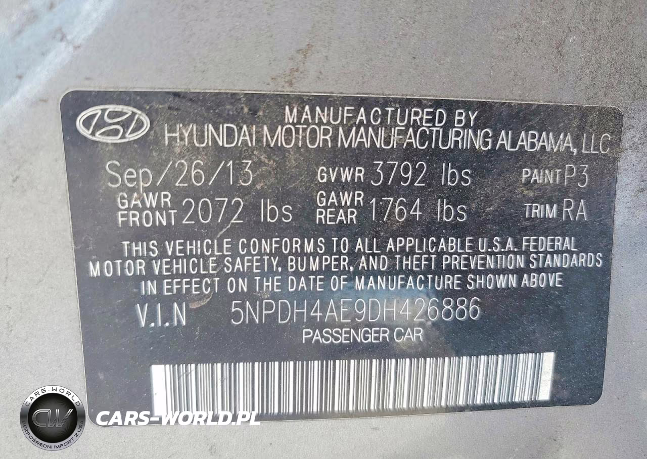 2013 Hyundai Elantra VIN:5NPDH4AE9DH426886 - 13