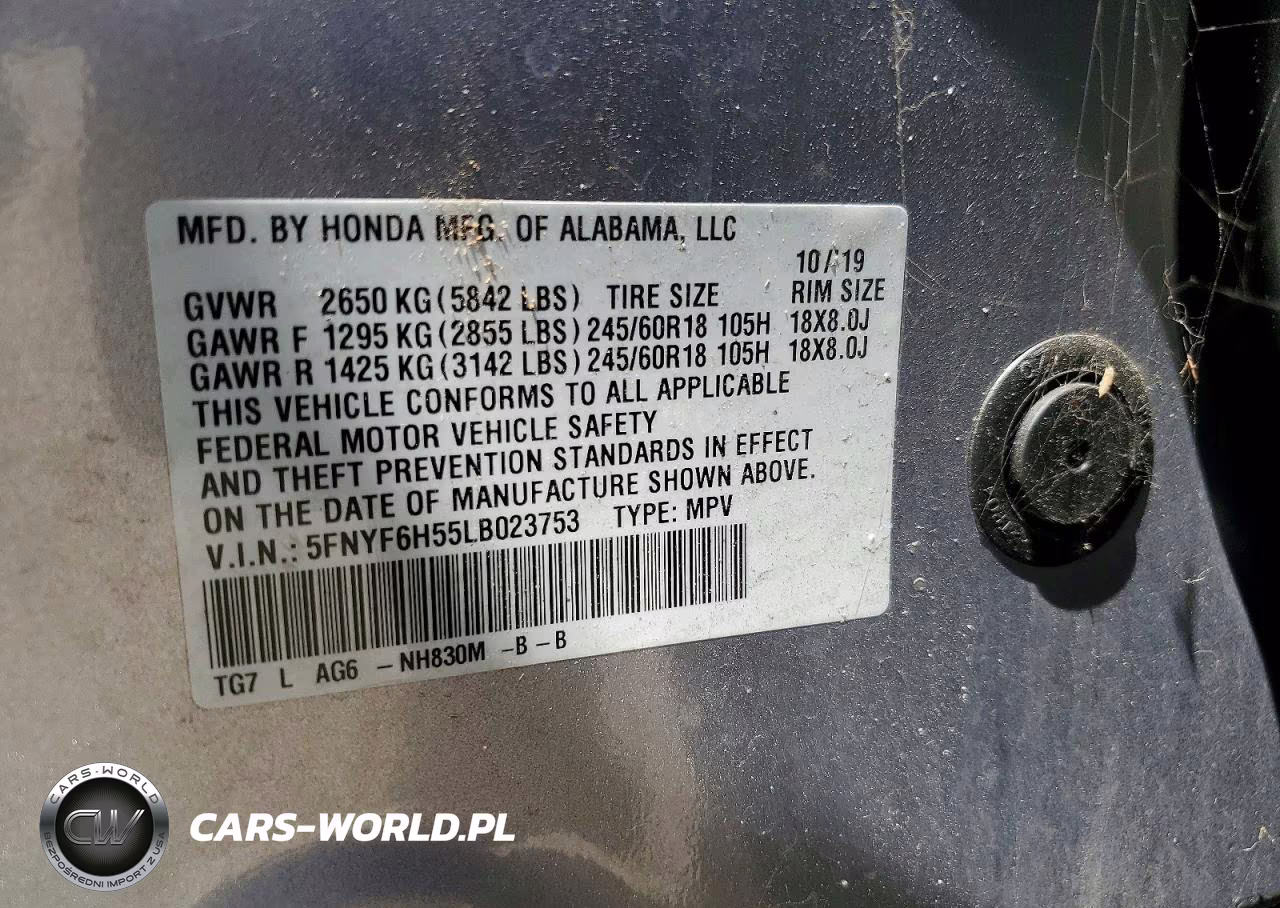 2020 Honda Pilot Exl VIN:5FNYF6H55LB023753 - 12