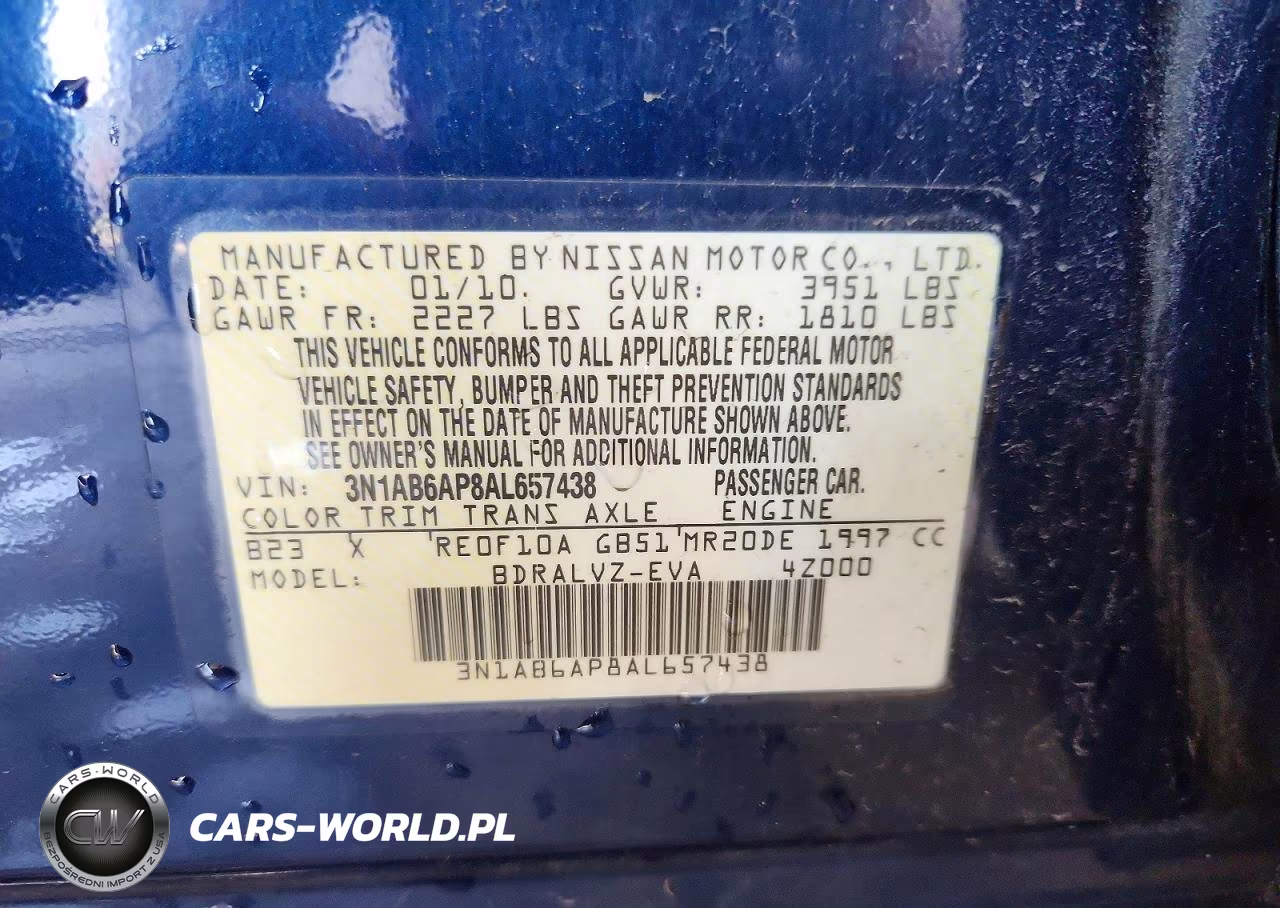 2010 Nissan Sentra 2.0 VIN:3N1AB6AP8AL657438 - 13