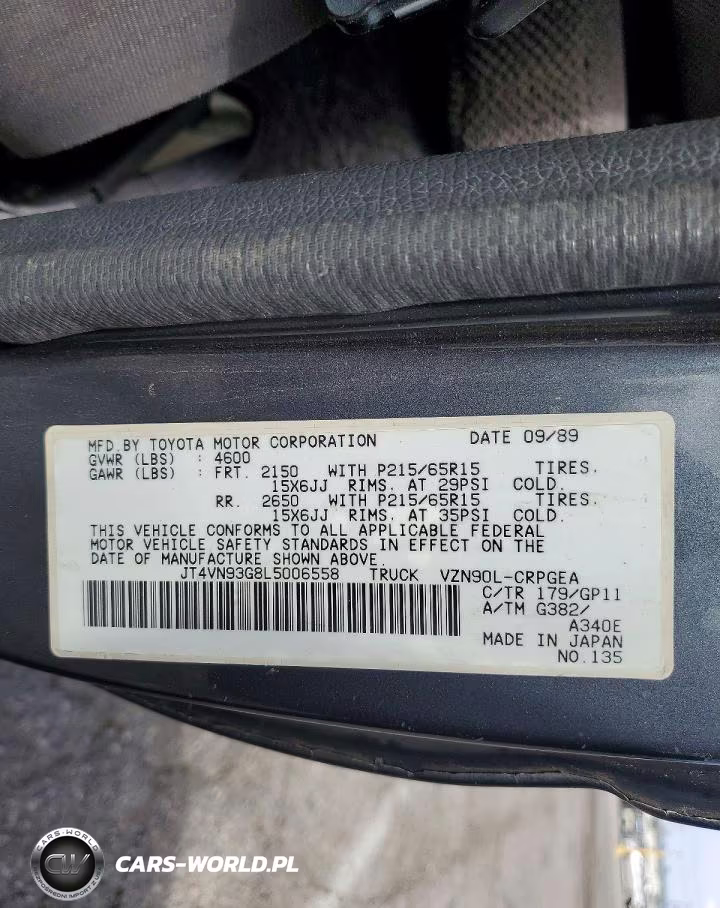 1990 Toyota Pickup Sr5 VIN:JT4VN93G8L5006558 - 12