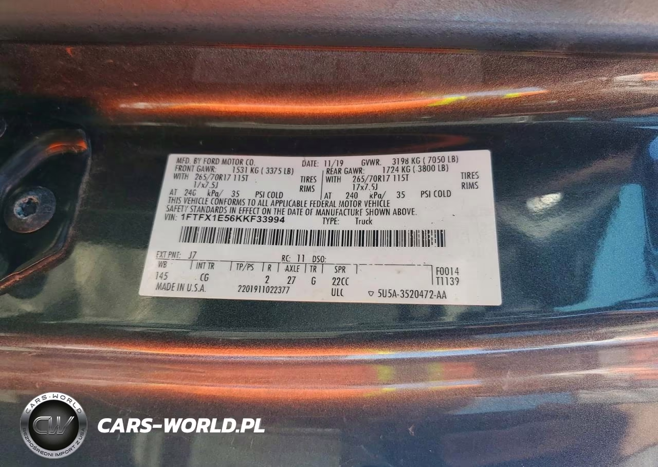 2019 Ford F150 Super Cab VIN:1FTFX1E56KKF33994 - 12