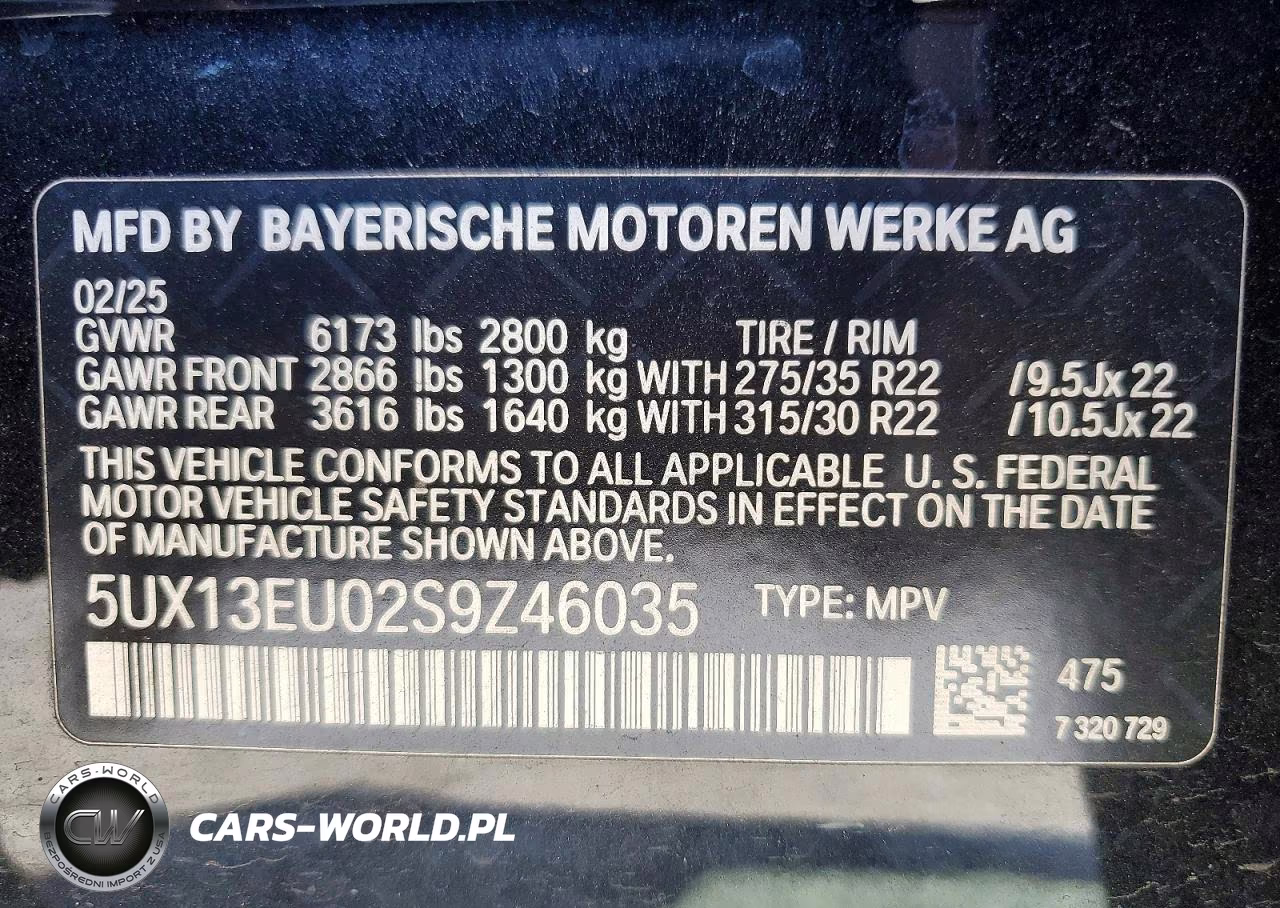 2025 BMW X5 Sdrive 40I VIN:5UX13EU02S9Z46035 - 14