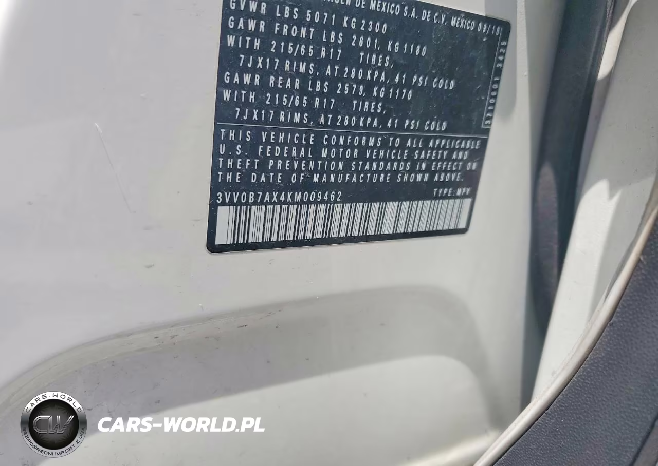 2019 Volkswagen Tiguan S VIN:3VV0B7AX4KM009462 - 13