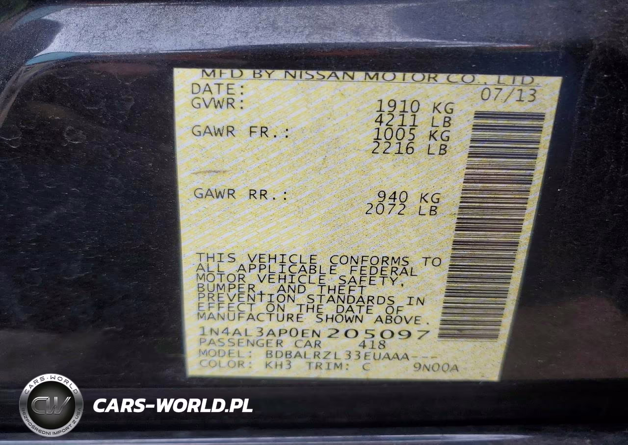 2014 Nissan Altima 2.5 S VIN:1N4AL3AP0EN205097 - 12