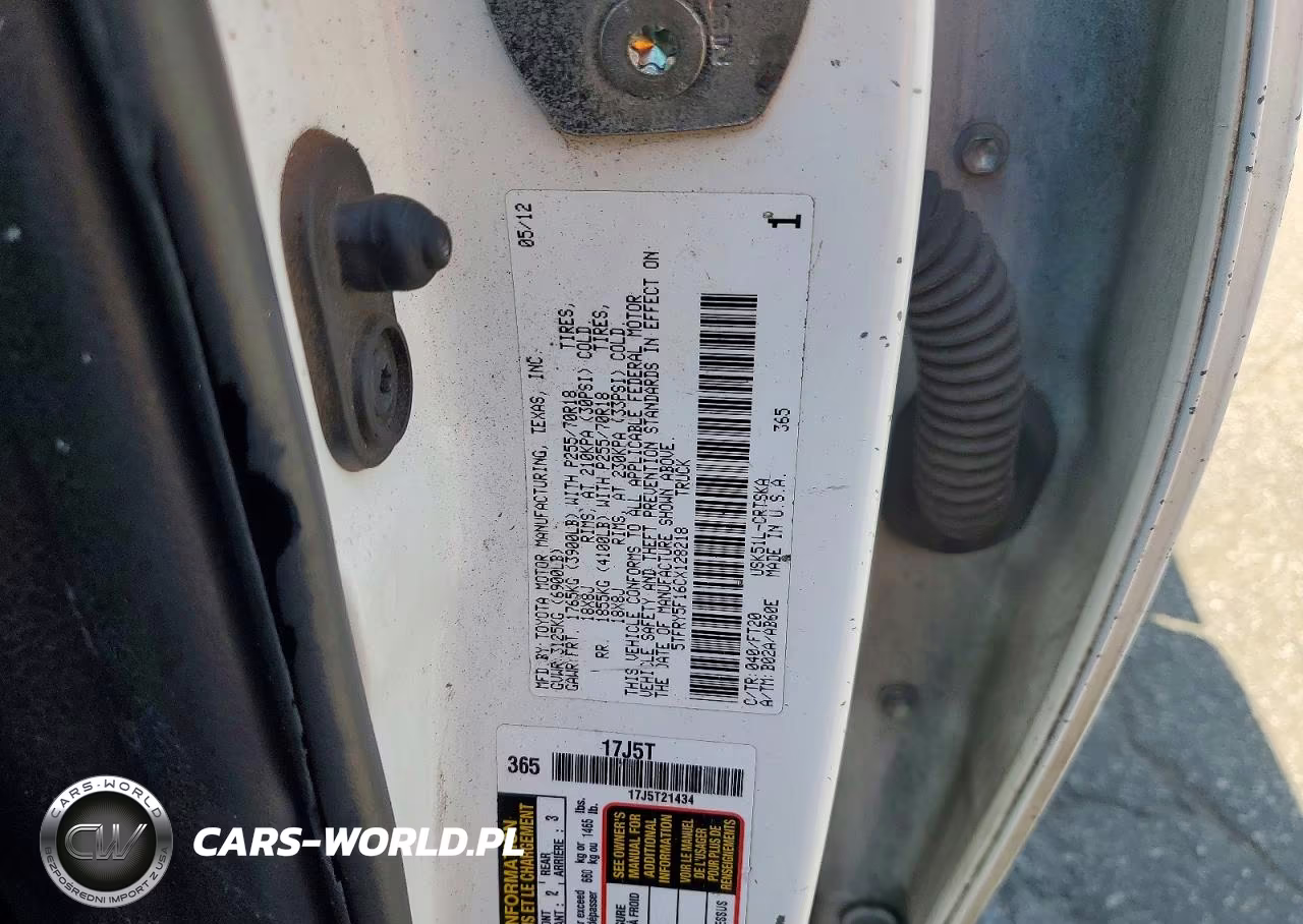 2012 Toyota Tundra Double Cab Sr5 VIN:5TFRY5F16CX128218 - 12