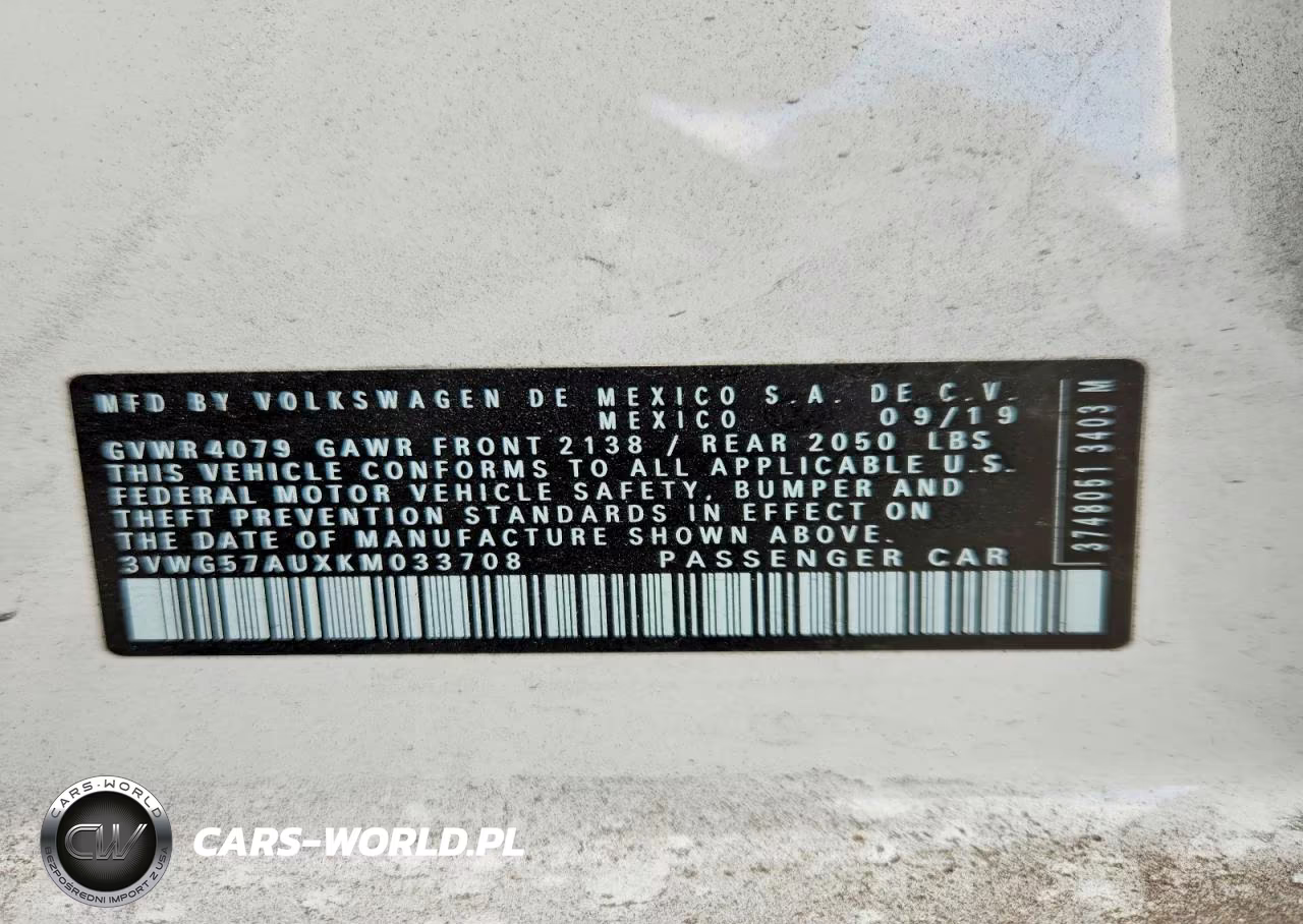 2019 Volkswagen Golf S VIN:3VWG57AUXKM033708 - 12