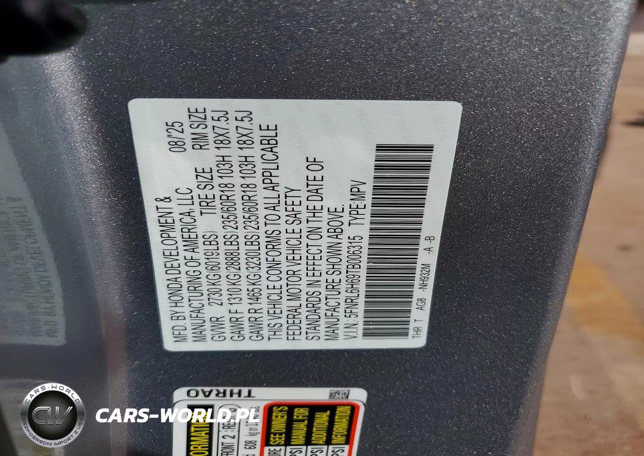 2026 Honda Odyssey Exl VIN:5FNRL6H69TB006315 - 14