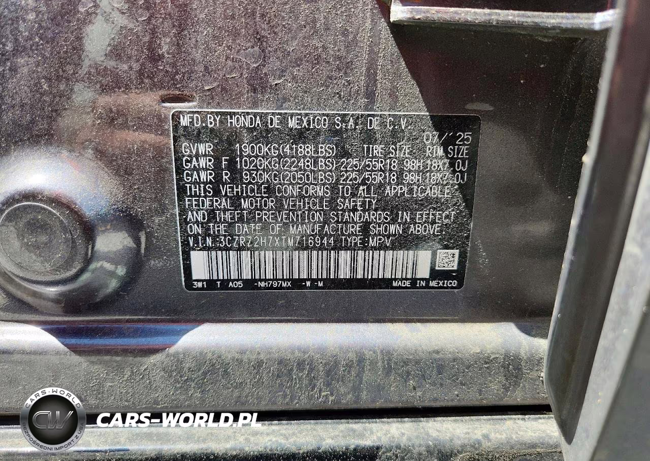 2026 Honda Hr-V Exl VIN:3CZRZ2H7XTM716944 - 14