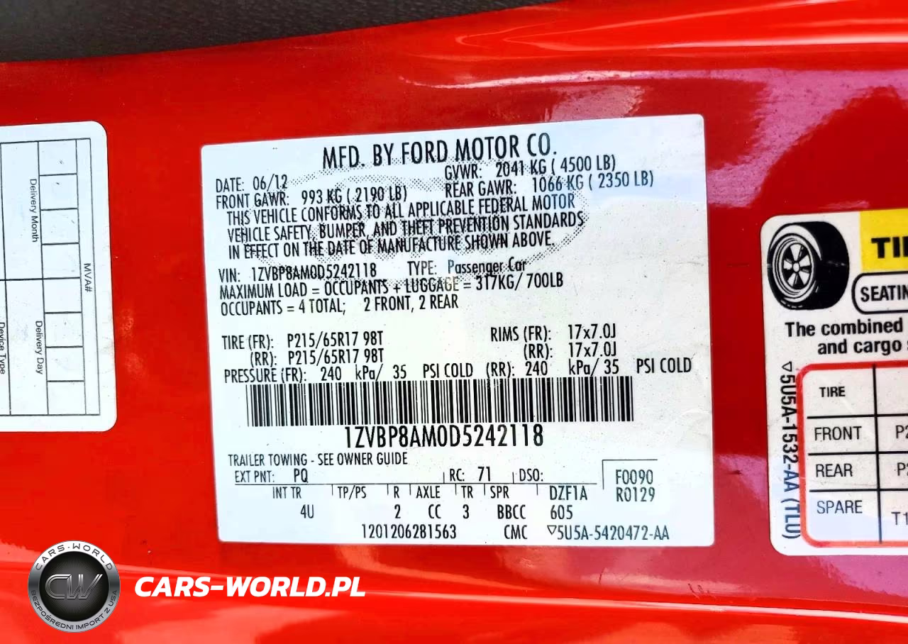 2013 Ford Mustang VIN:1ZVBP8AM0D5242118 - 12