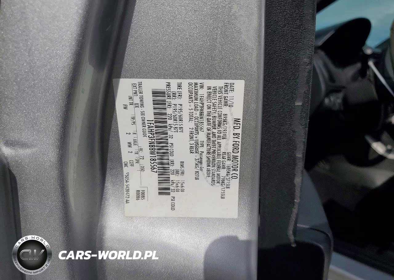FORD FOCUS VIN:1FAHP3FN8BW185567 - 12