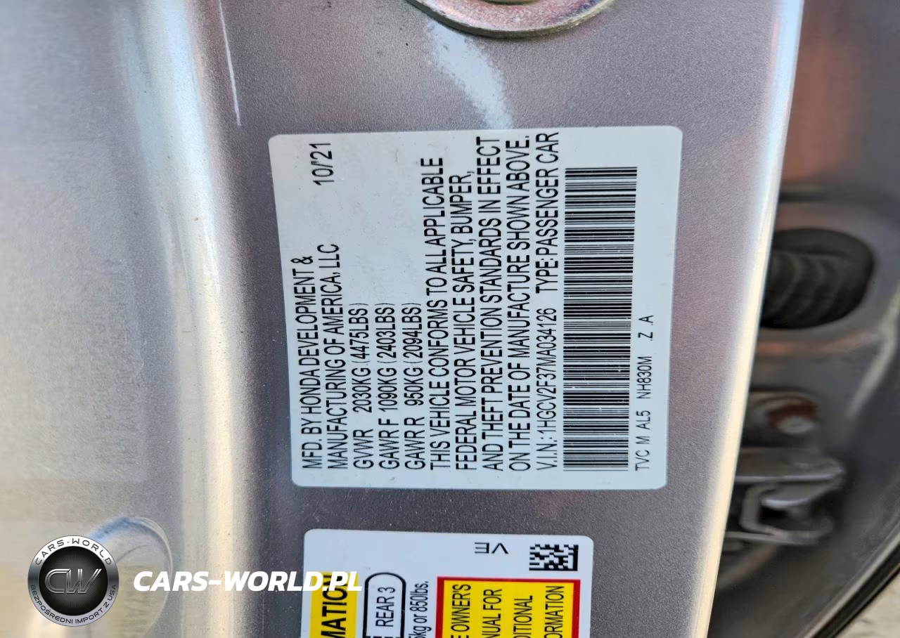 2021 Honda Accord Sport VIN:1HGCV2F37MA034126 - 12