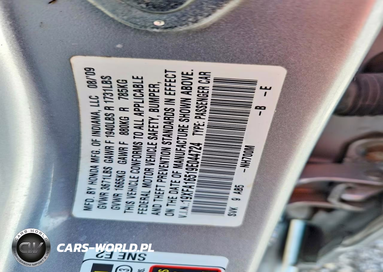 2009 Honda Civic Lx VIN:19XFA16519E044724 - 12
