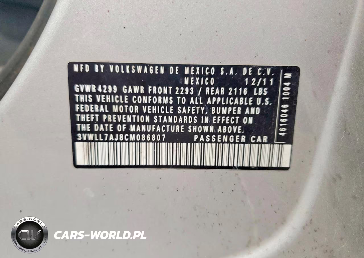 2012 Volkswagen Jetta Tdi VIN:3VWLL7AJ8CM086807 - 12