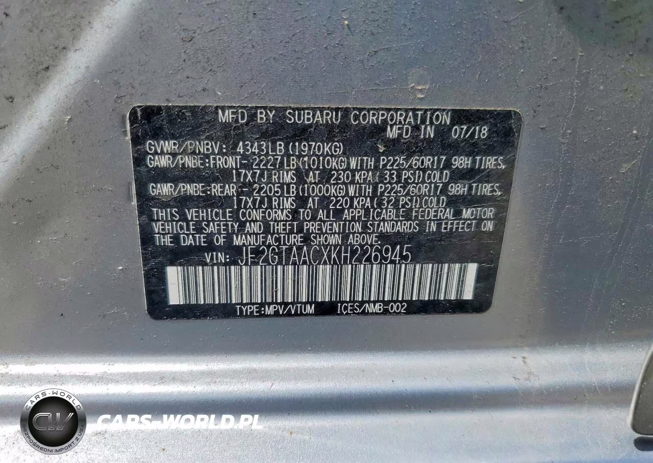 2019 Subaru Crosstrek VIN:JF2GTAACXKH226945 - 12