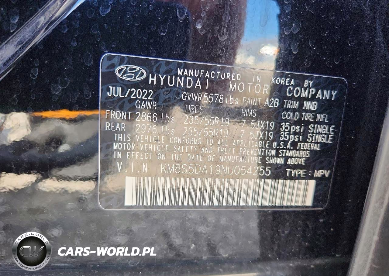 2022 Hyundai Santa Fe Limited VIN:KM8S5DA19NU054255 - 14