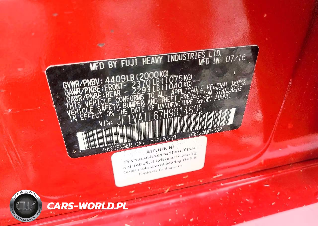 2017 Subaru Wrx Limited VIN:JF1VA1L67H9814605 - 12