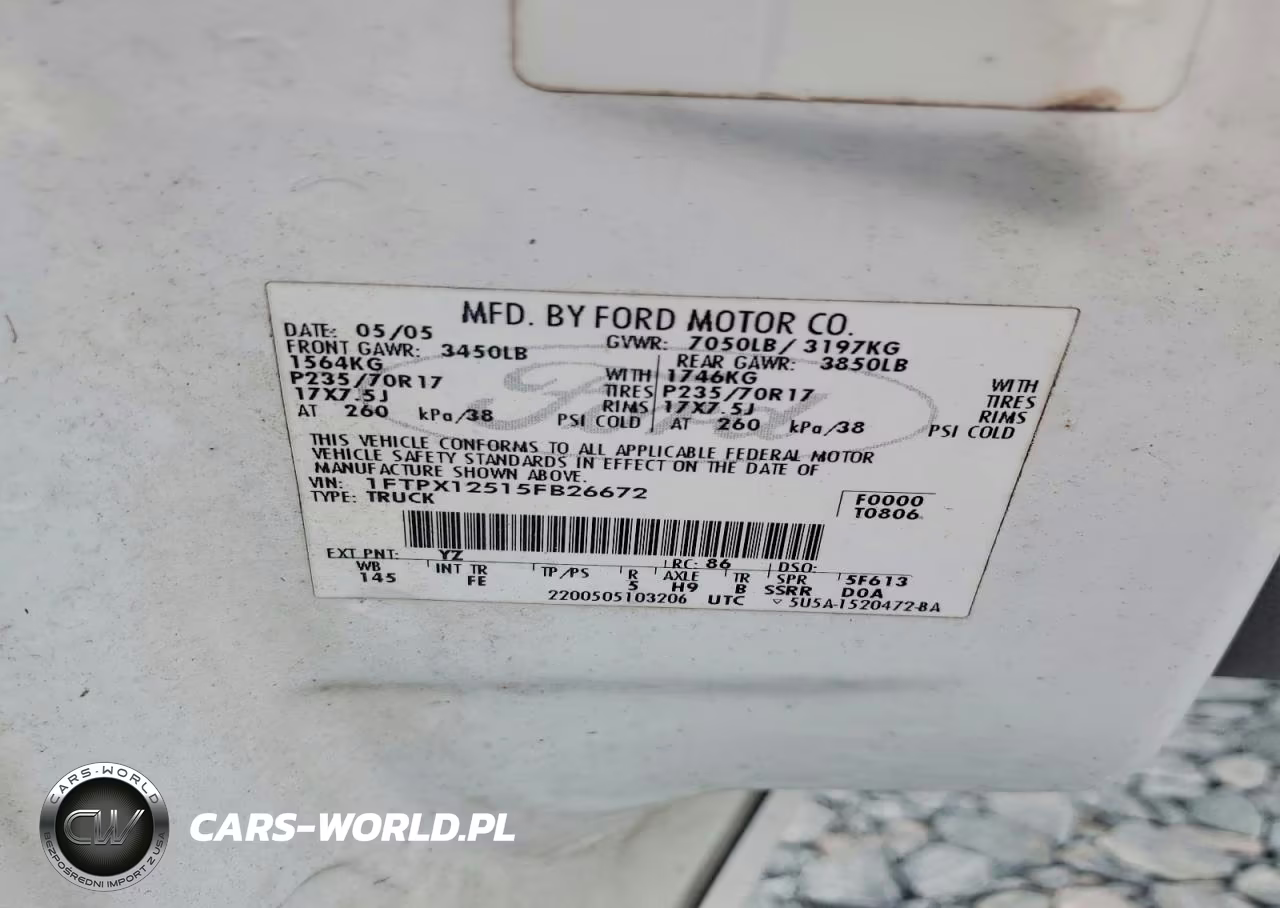 2005 Ford F150 VIN:1FTPX12515FB26672 - 12