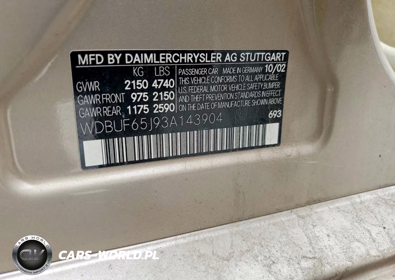 2003 Mercedes-Benz E 320 VIN:WDBUF65J93A143904 - 12