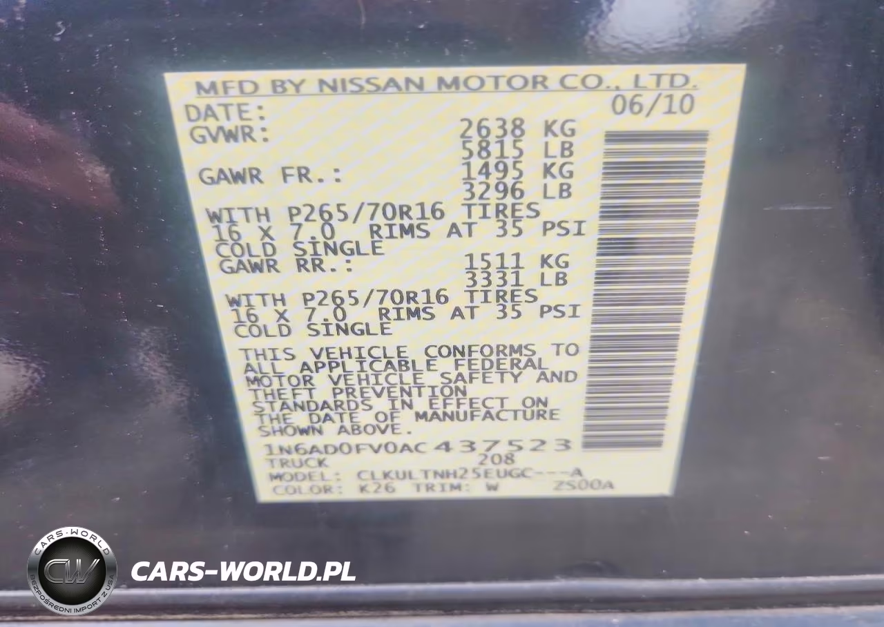 2010 Nissan Frontier Crew Cab Xe VIN:1N6AD0FV0AC437523 - 12