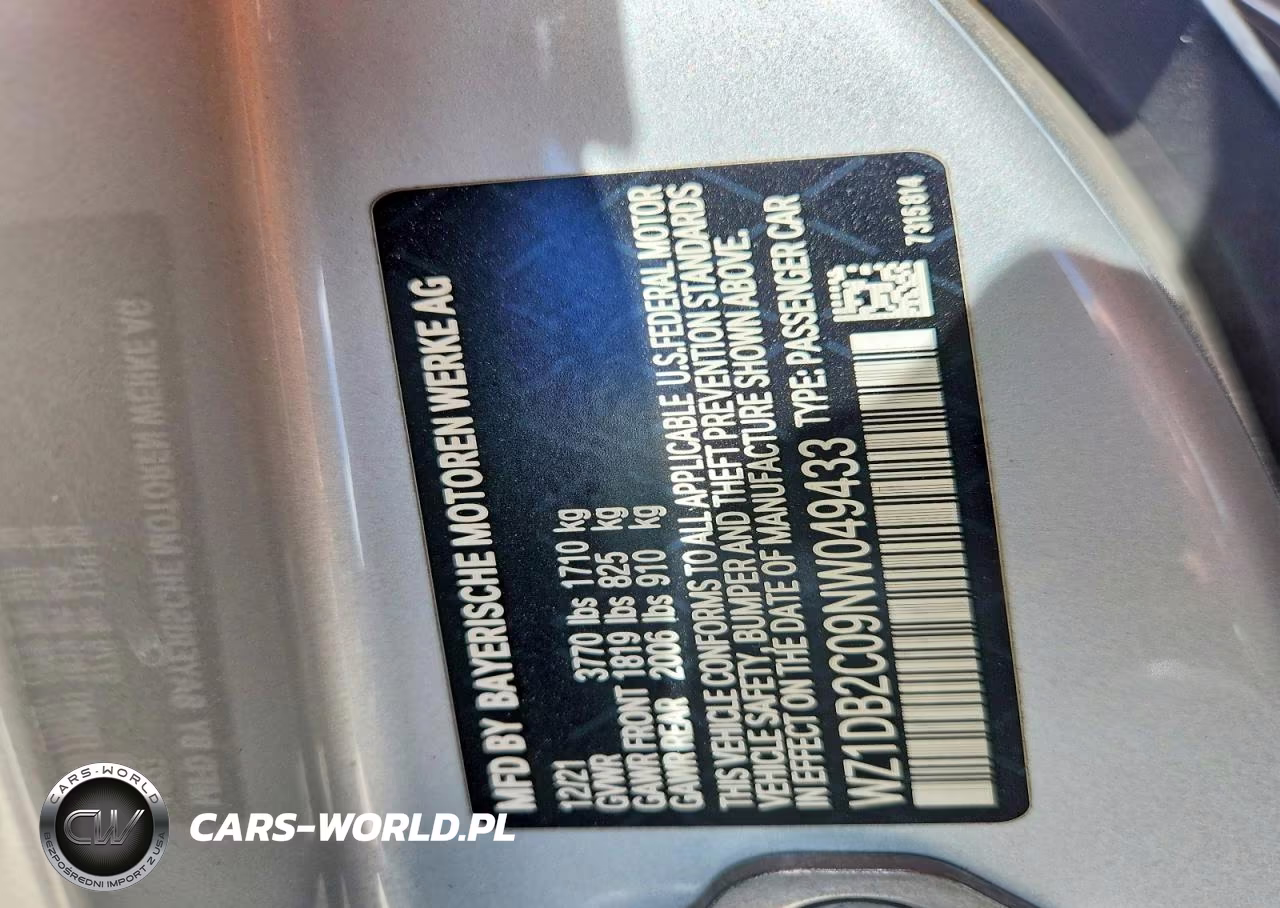 2022 Toyota Gr Supra 2.0 VIN:WZ1DB2C09NW049433 - 12