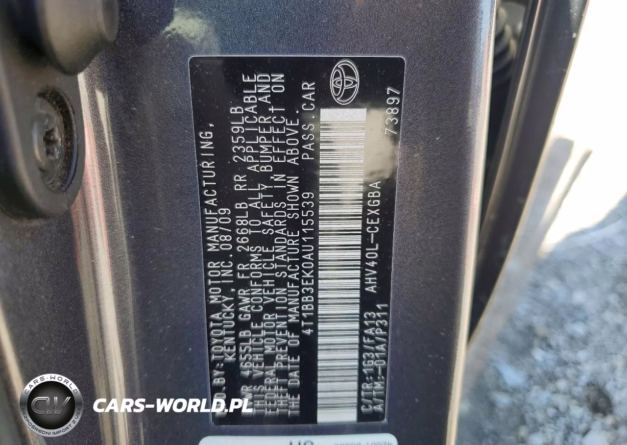2010 Toyota Camry Hybrid VIN:4T1BB3EK0AU115539 - 12