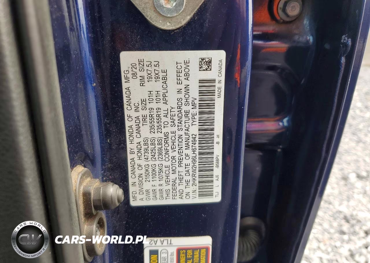 2020 Honda Cr-V Touring VIN:2HKRW2H96LH674942 - 12