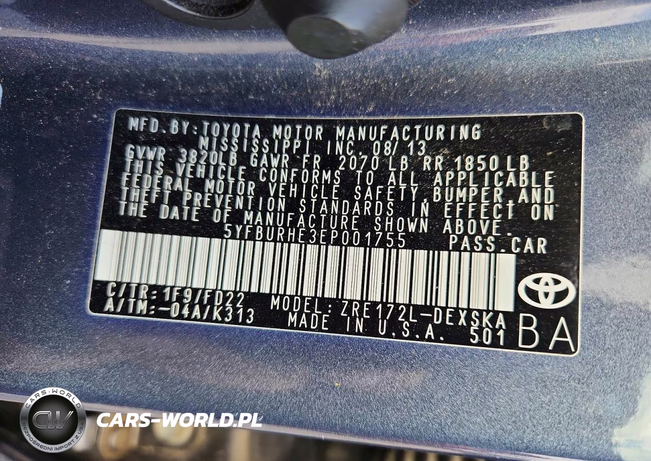 2014 Toyota Corolla S Plus VIN:5YFBURHE3EP001755 - 12