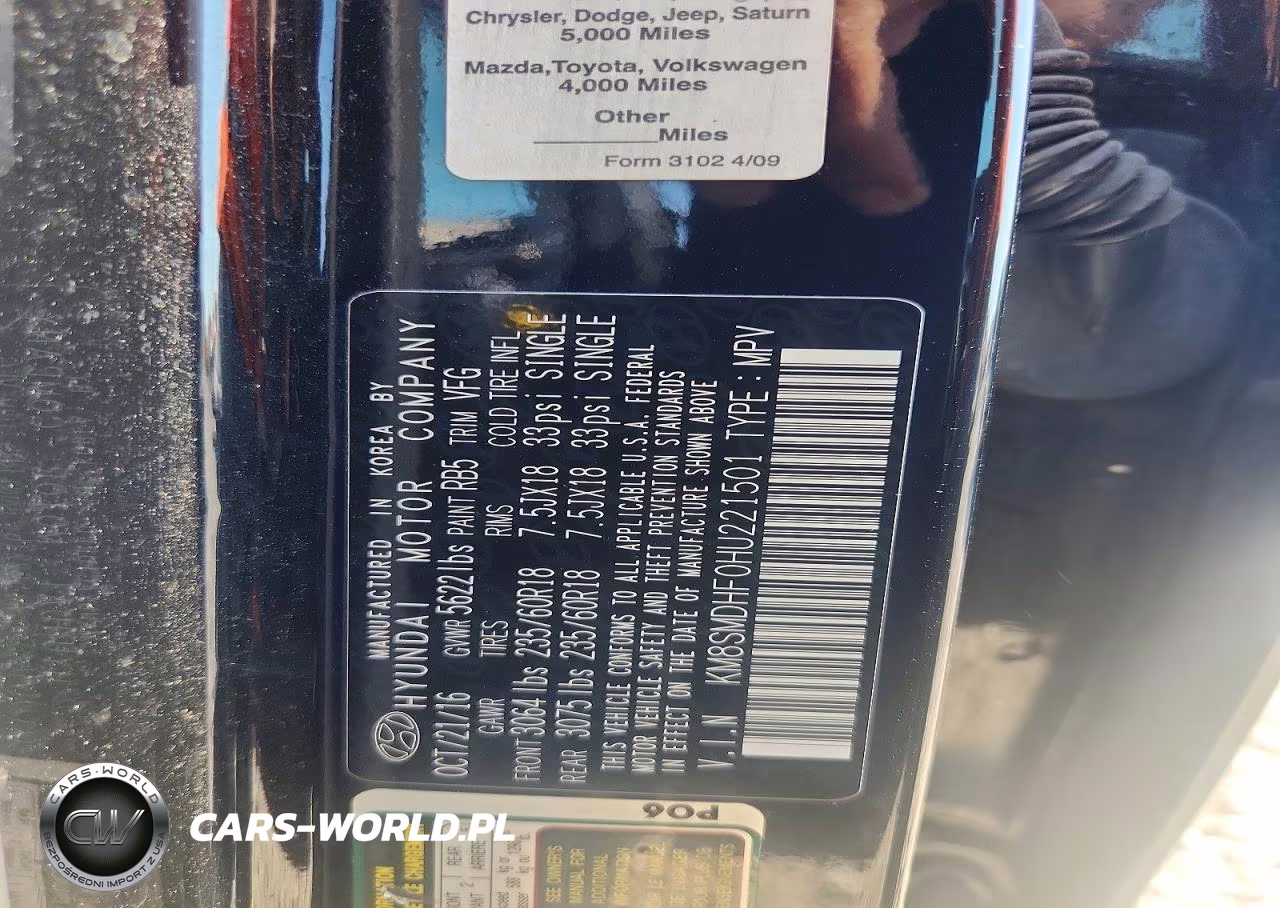 2017 Hyundai Santa Fe Se VIN:KM8SMDHF0HU221501 - 14