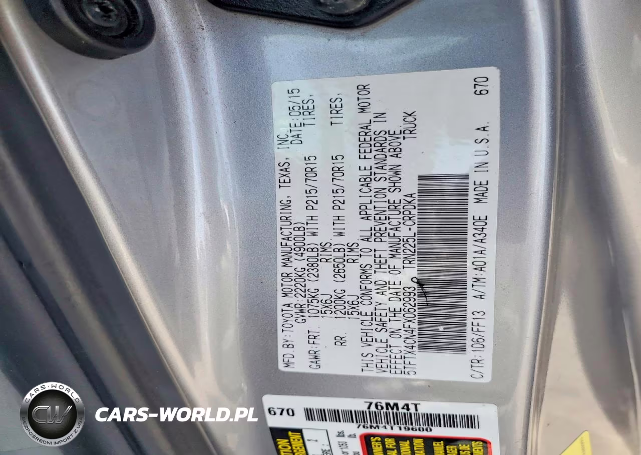 2015 Toyota Tacoma Access Cab VIN:5TFTX4CN4FX062993 - 12