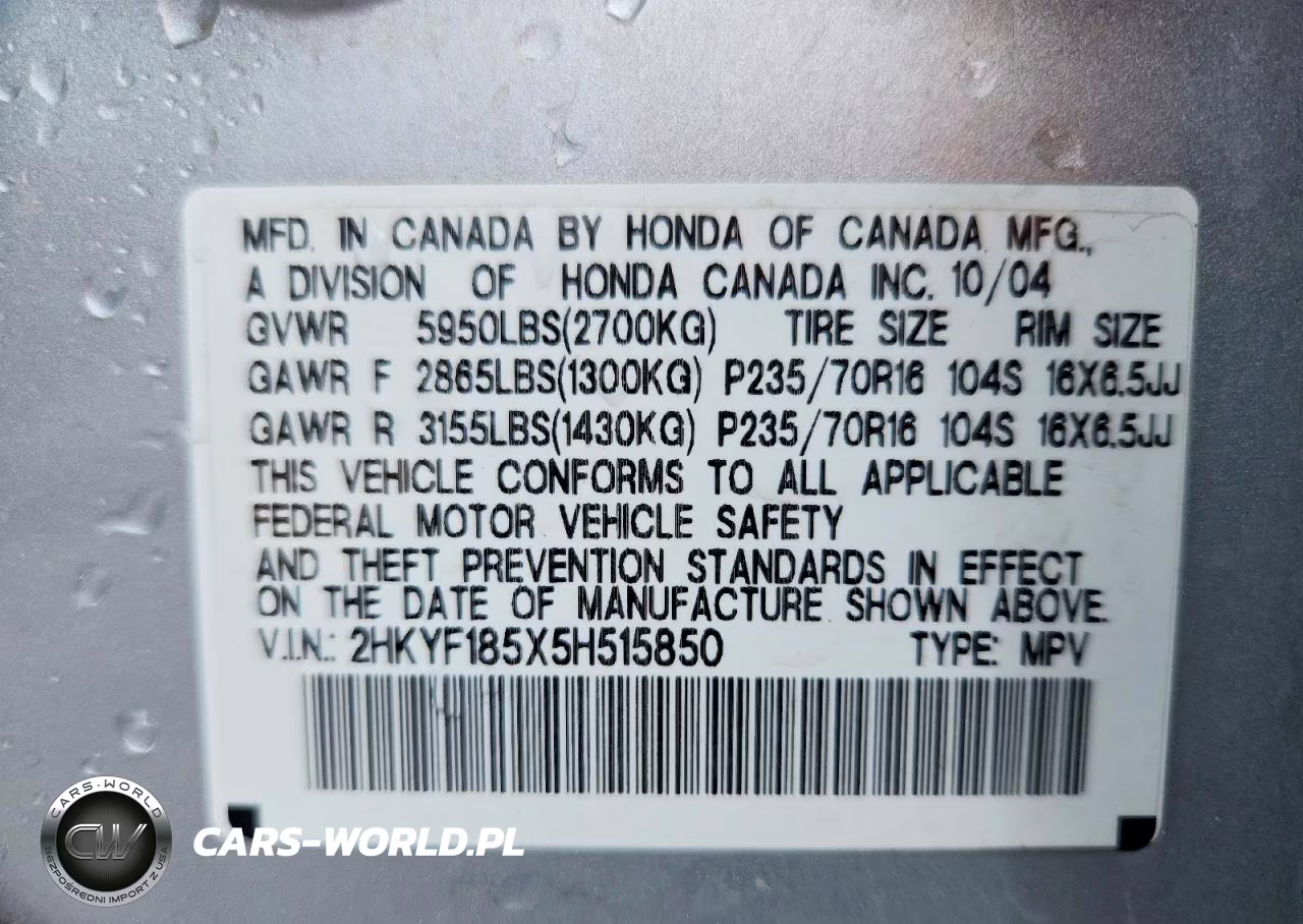 2005 Honda Pilot Exl VIN:2HKYF185X5H515850 - 13