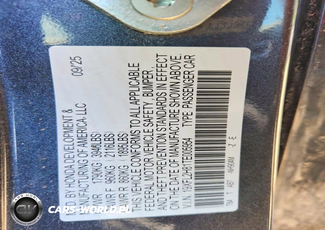 2026 Honda Civic Sport VIN:19XFL2H81TE005954 - 12