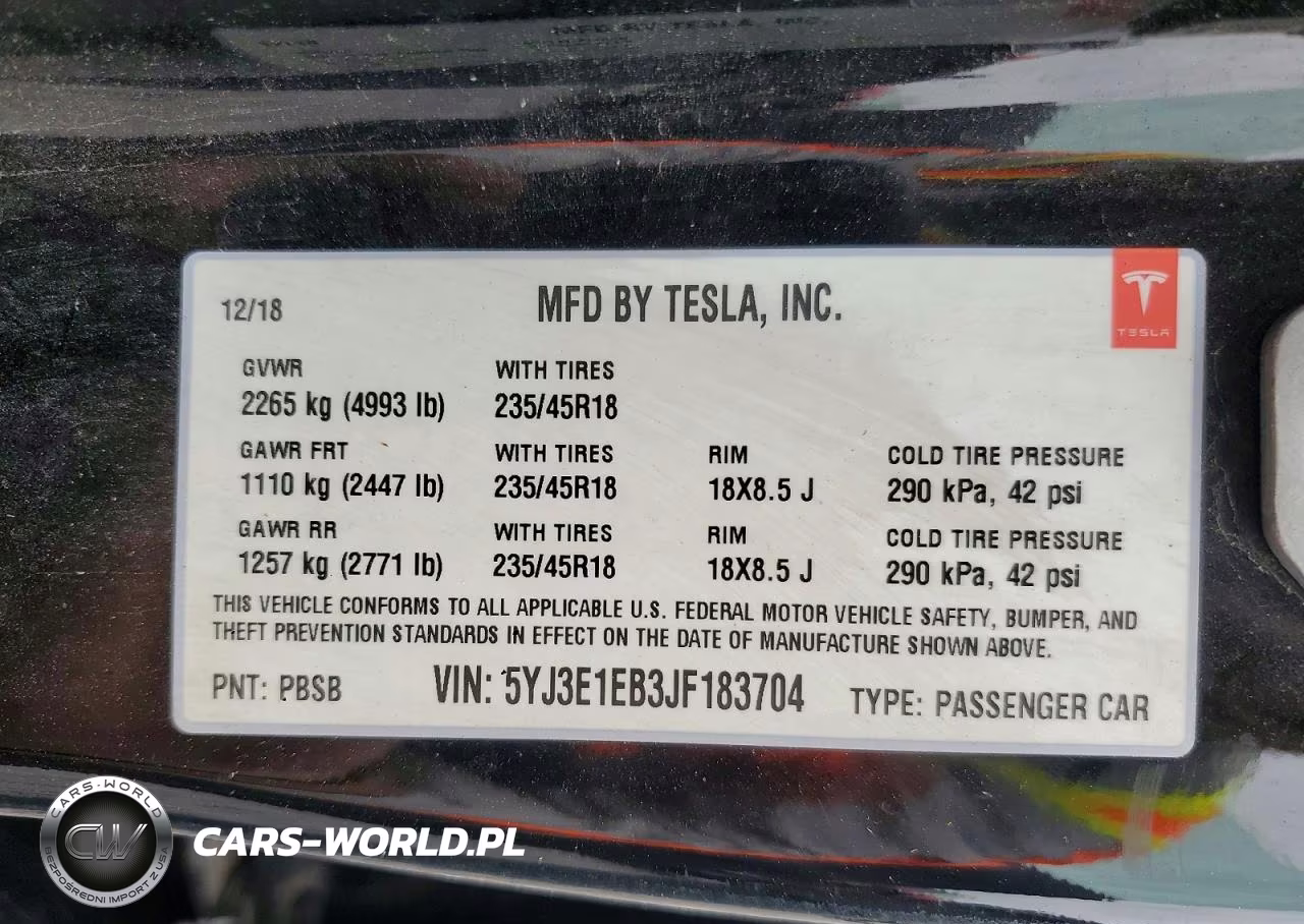 2018 Tesla Model 3 VIN:5YJ3E1EB3JF183704 - 12