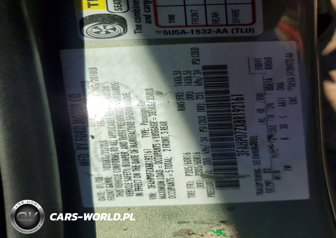 2008 Ford Fusion Se VIN:3FAHP07ZX8R192161 - 12