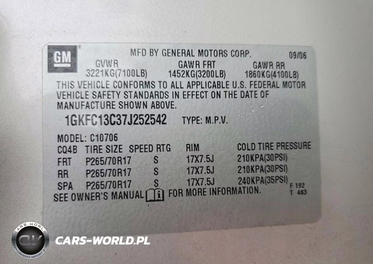2007 GMC Yukon VIN:1GKFC13C37J252542 - 13