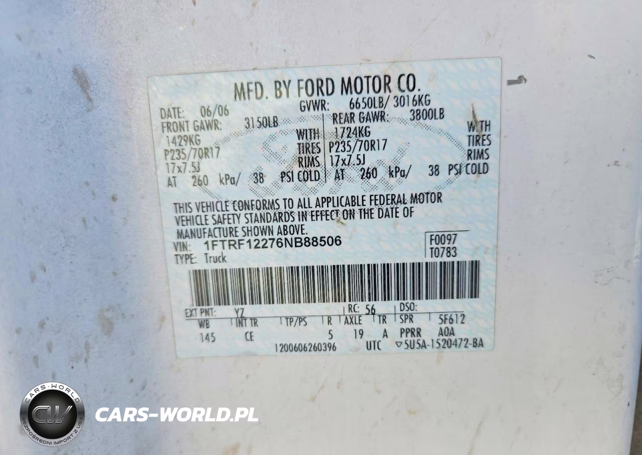 2006 Ford F150 VIN:1FTRF12276NB88506 - 12