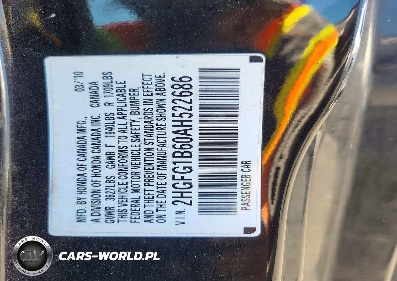 2010 Honda Civic Lx VIN:2HGFG1B60AH522686 - 12