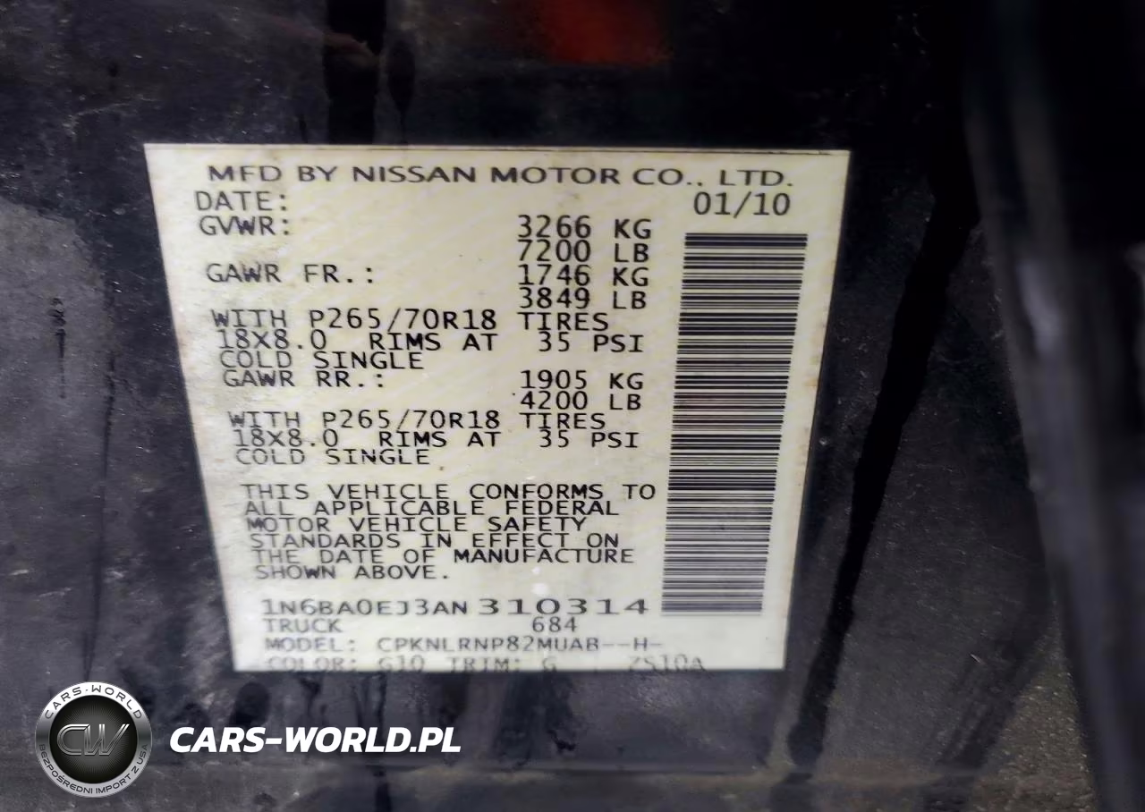 2010 Nissan Titan Xe VIN:1N6BA0EJ3AN310314 - 12