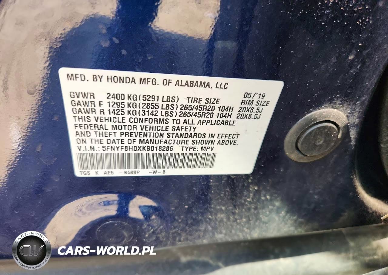2019 Honda Passport Elite VIN:5FNYF8H0XKB018286 - 13