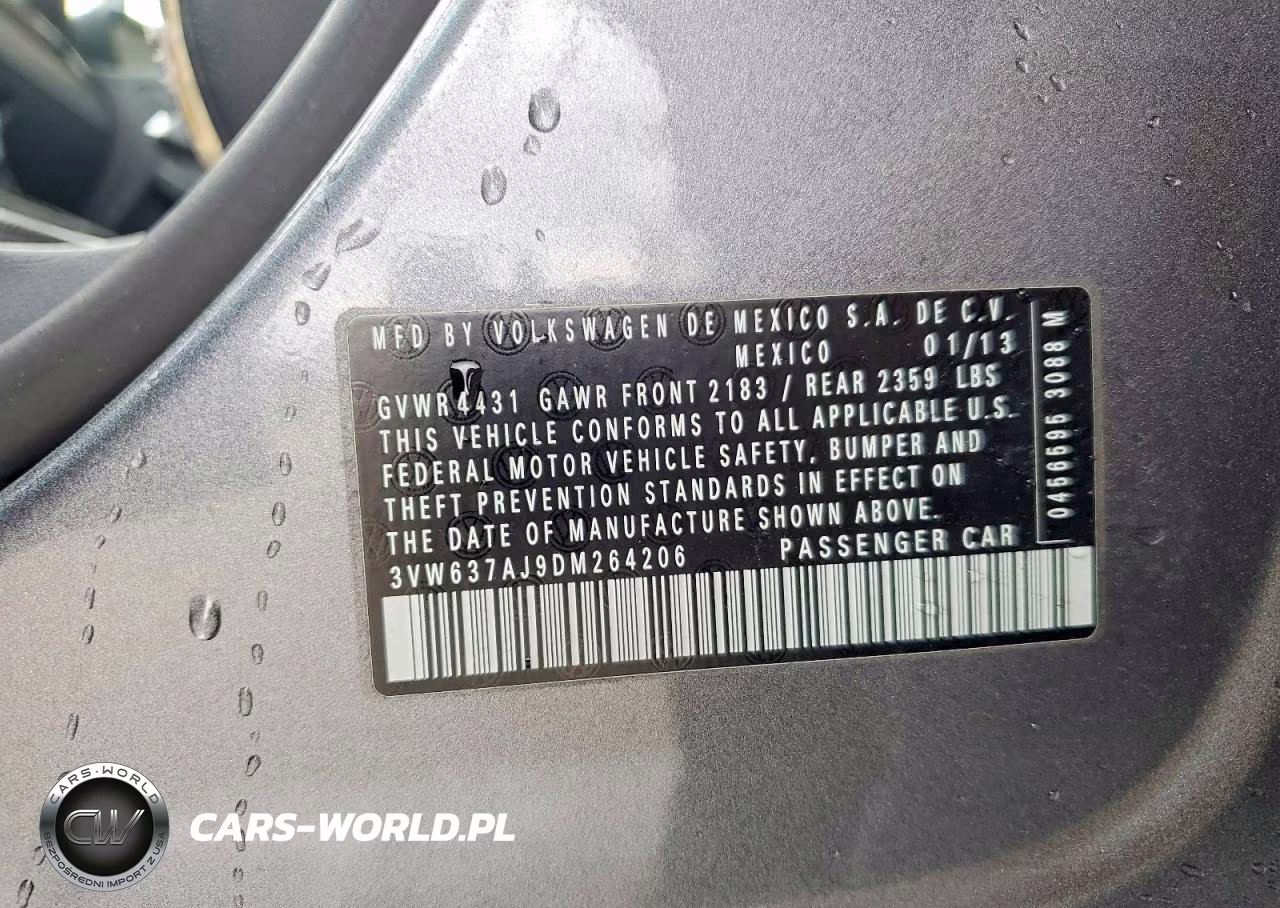 2013 Volkswagen Jetta Hybrid VIN:3VW637AJ9DM264206 - 12