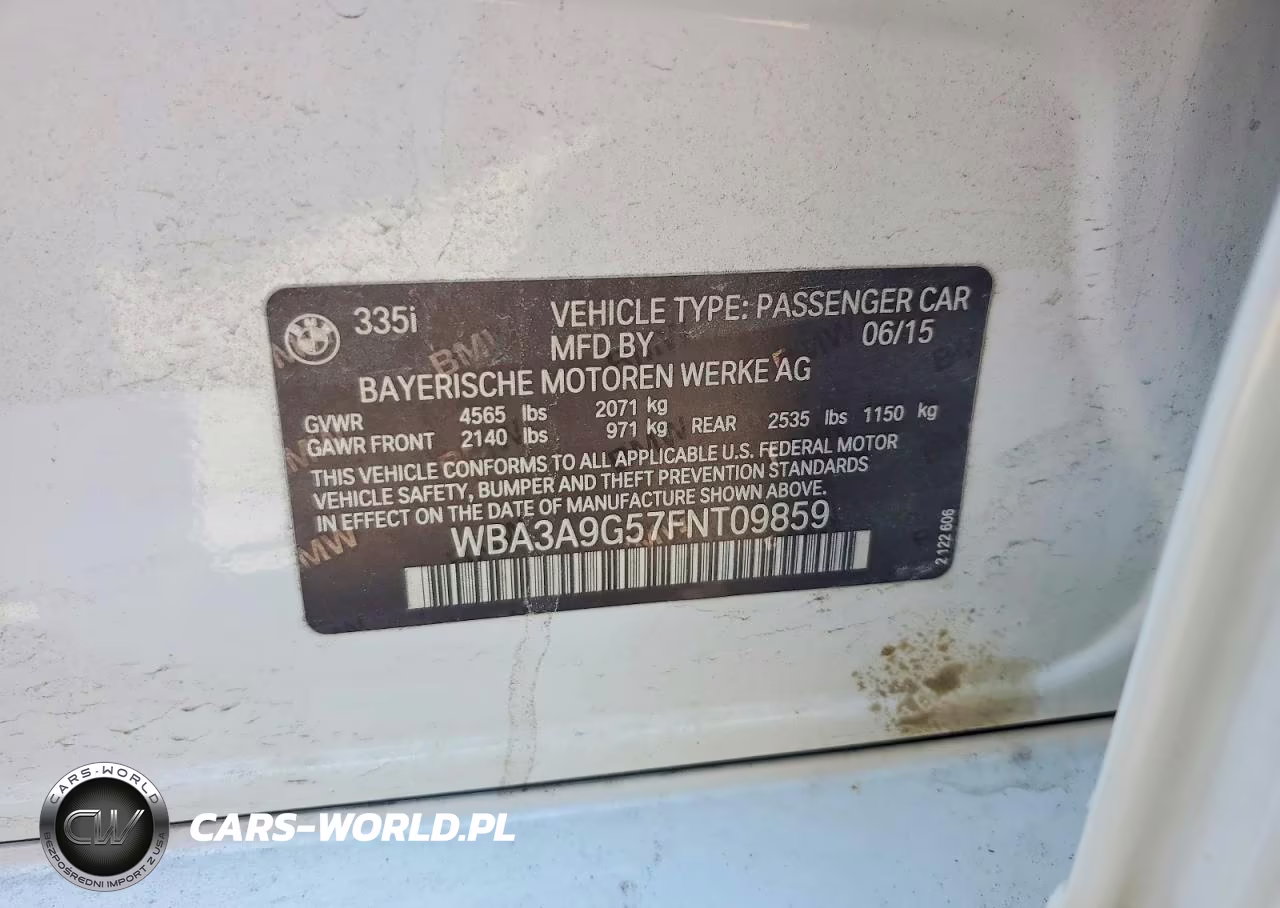 2015 BMW 335 I VIN:WBA3A9G57FNT09859 - 12