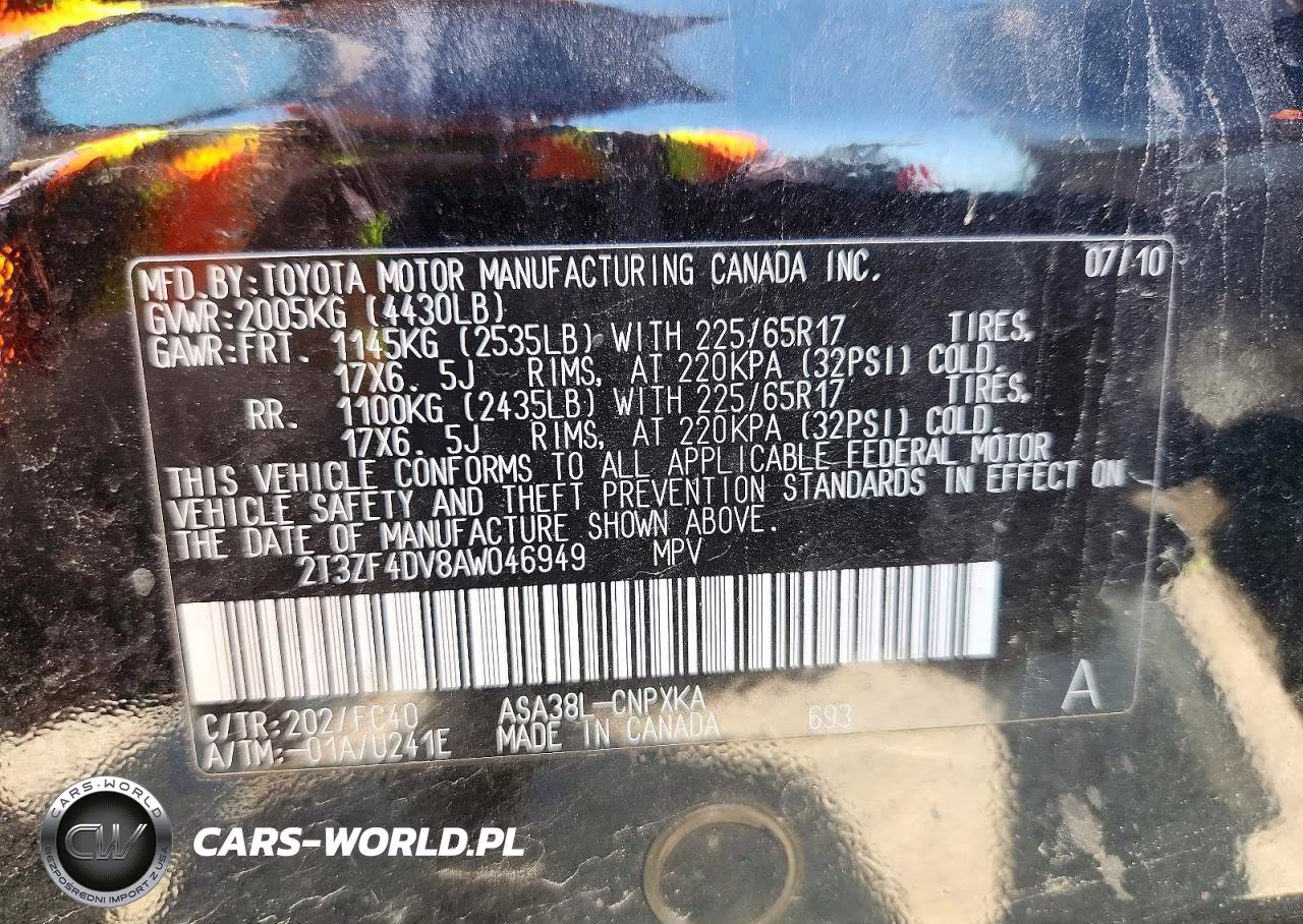 2010 Toyota Rav4 Base VIN:2T3ZF4DV8AW046949 - 12