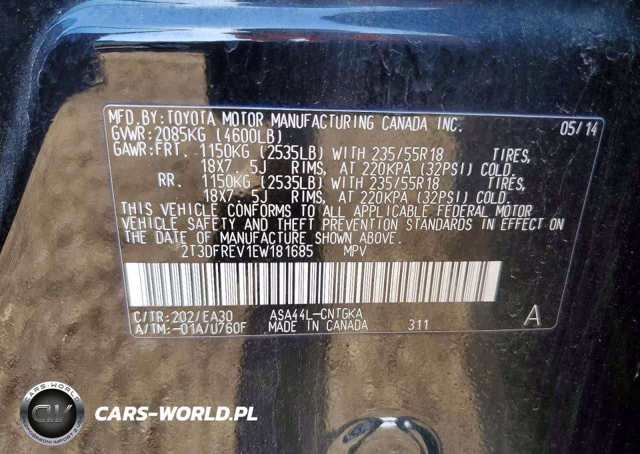 2014 Toyota Rav4 Limited VIN:2T3DFREV1EW181685 - 13