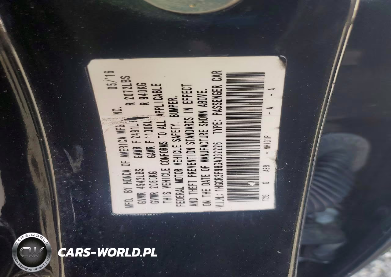 2016 Honda Accord Touring VIN:1HGCR3F98GA032226 - 12
