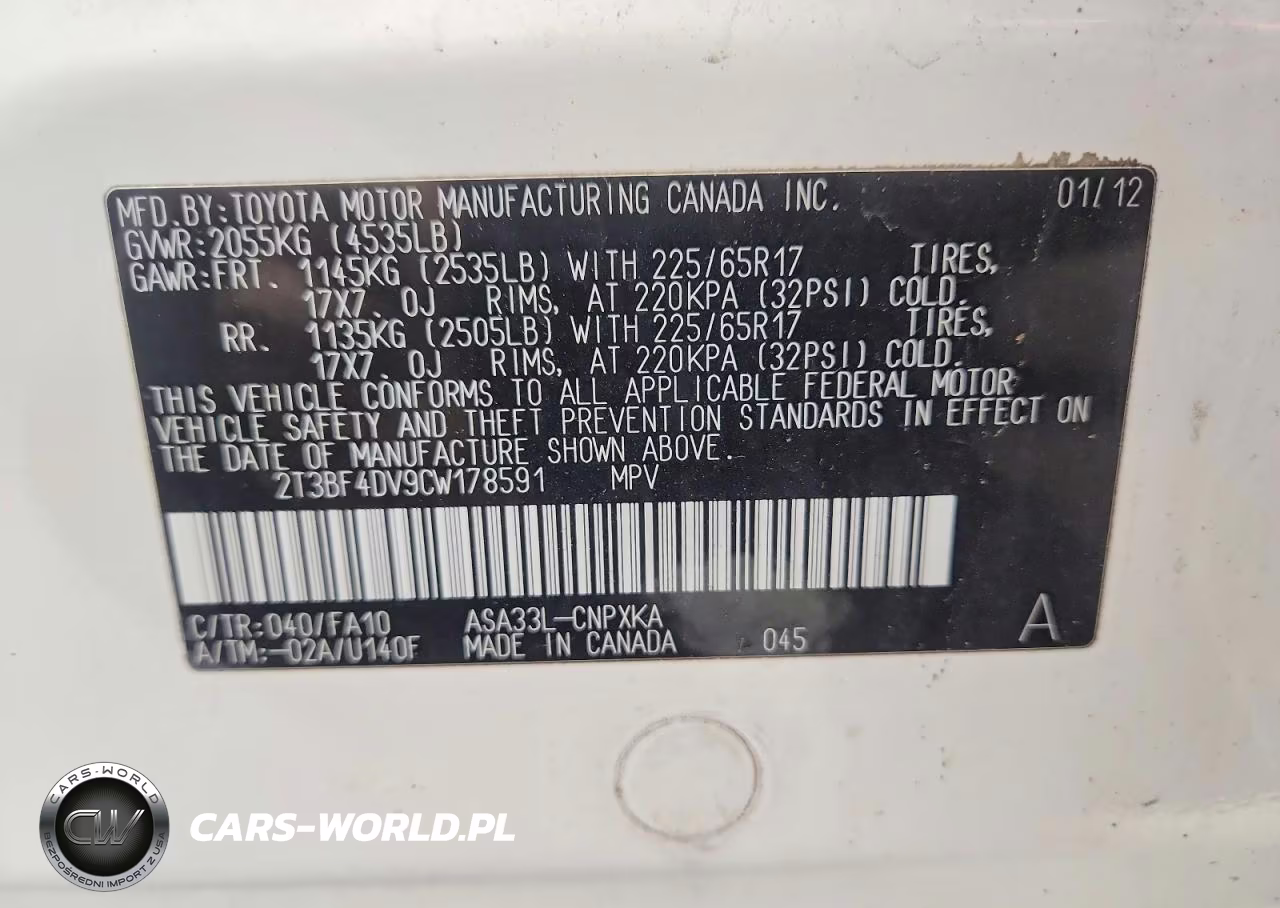 2012 Toyota Rav4 Base VIN:2T3BF4DV9CW178591 - 13