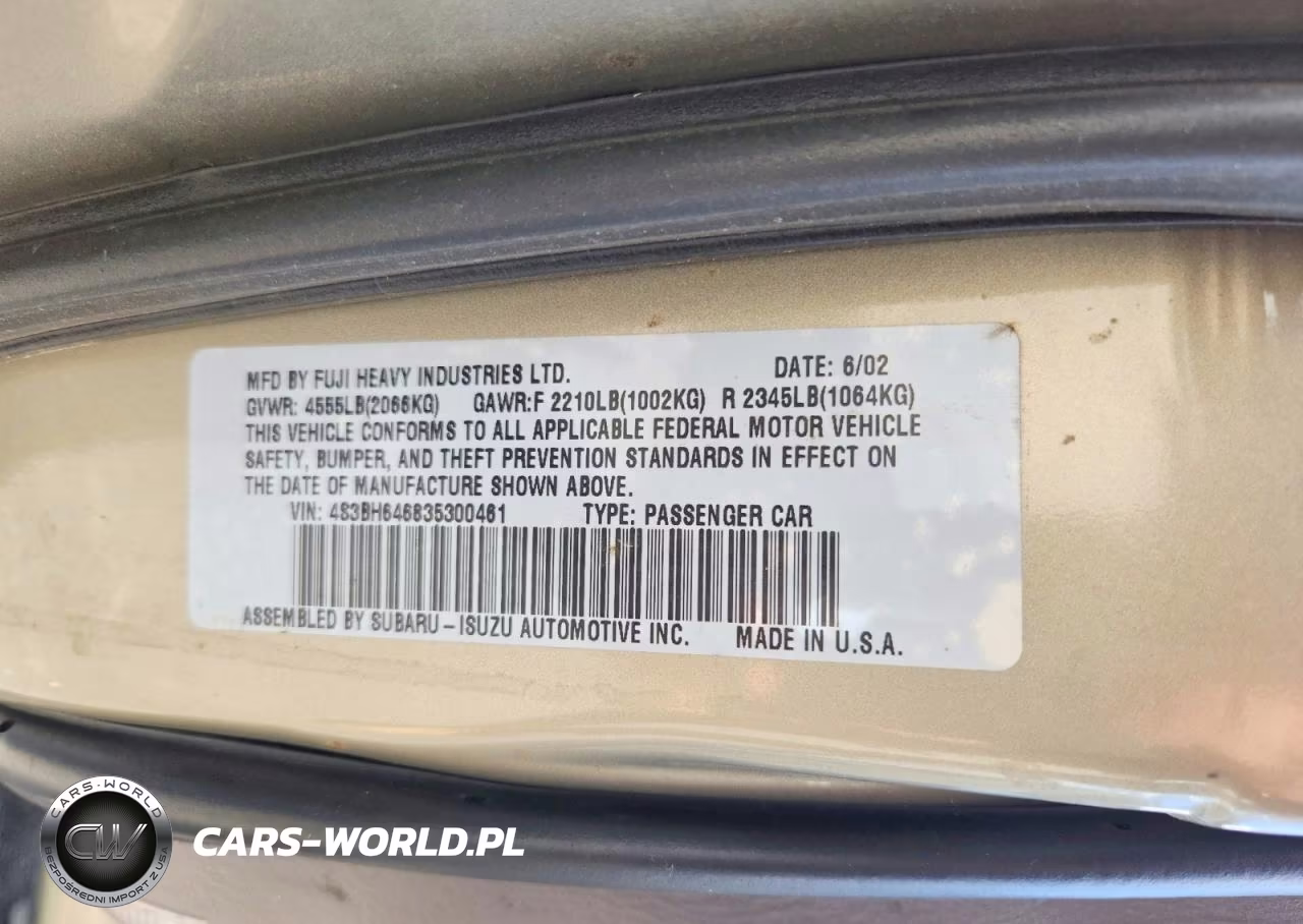 2003 Subaru Legacy Gt VIN:4S3BH646835300461 - 12