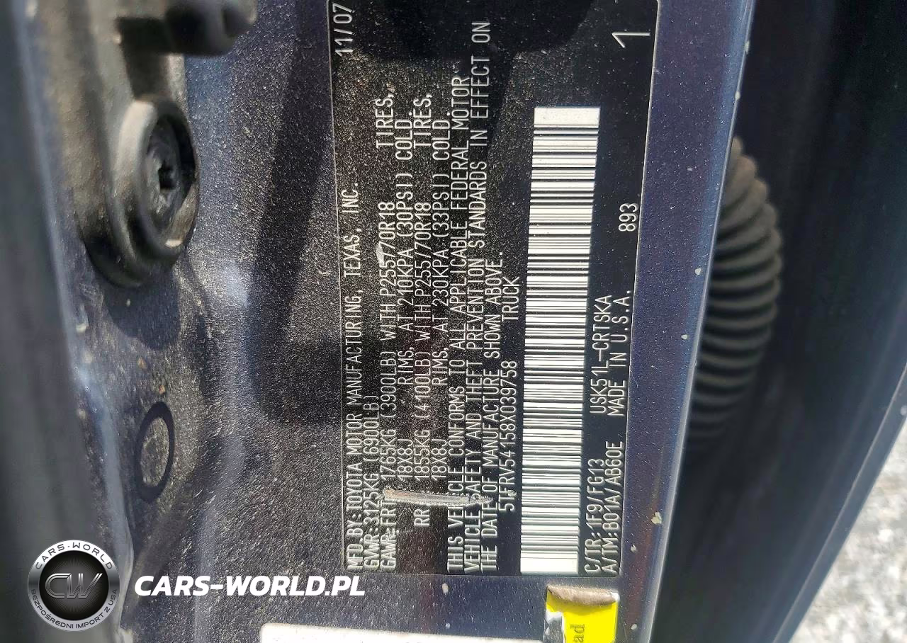 2008 Toyota Tundra Sr5 VIN:5TFRV54158X039758 - 12