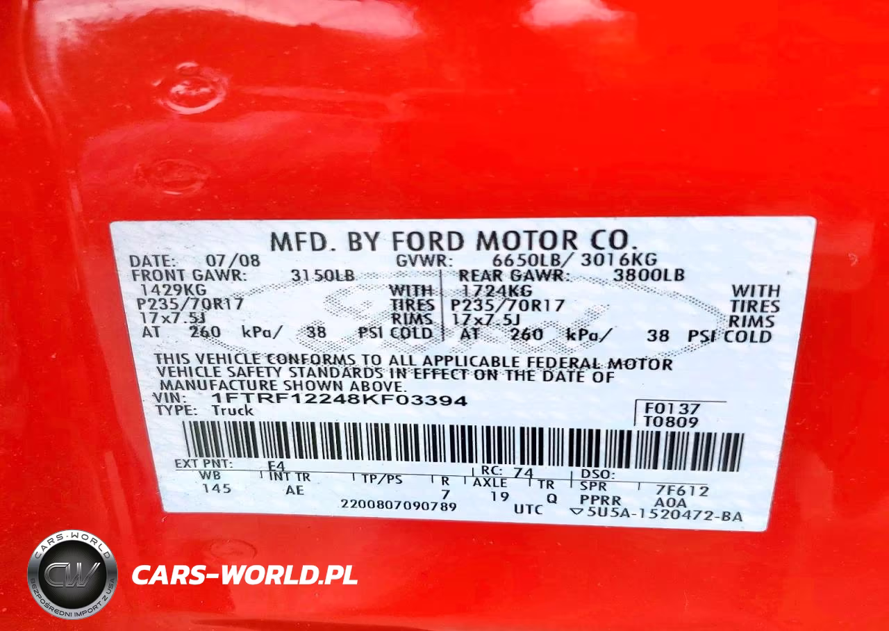 2008 Ford F150 VIN:1FTRF12248KF03394 - 12