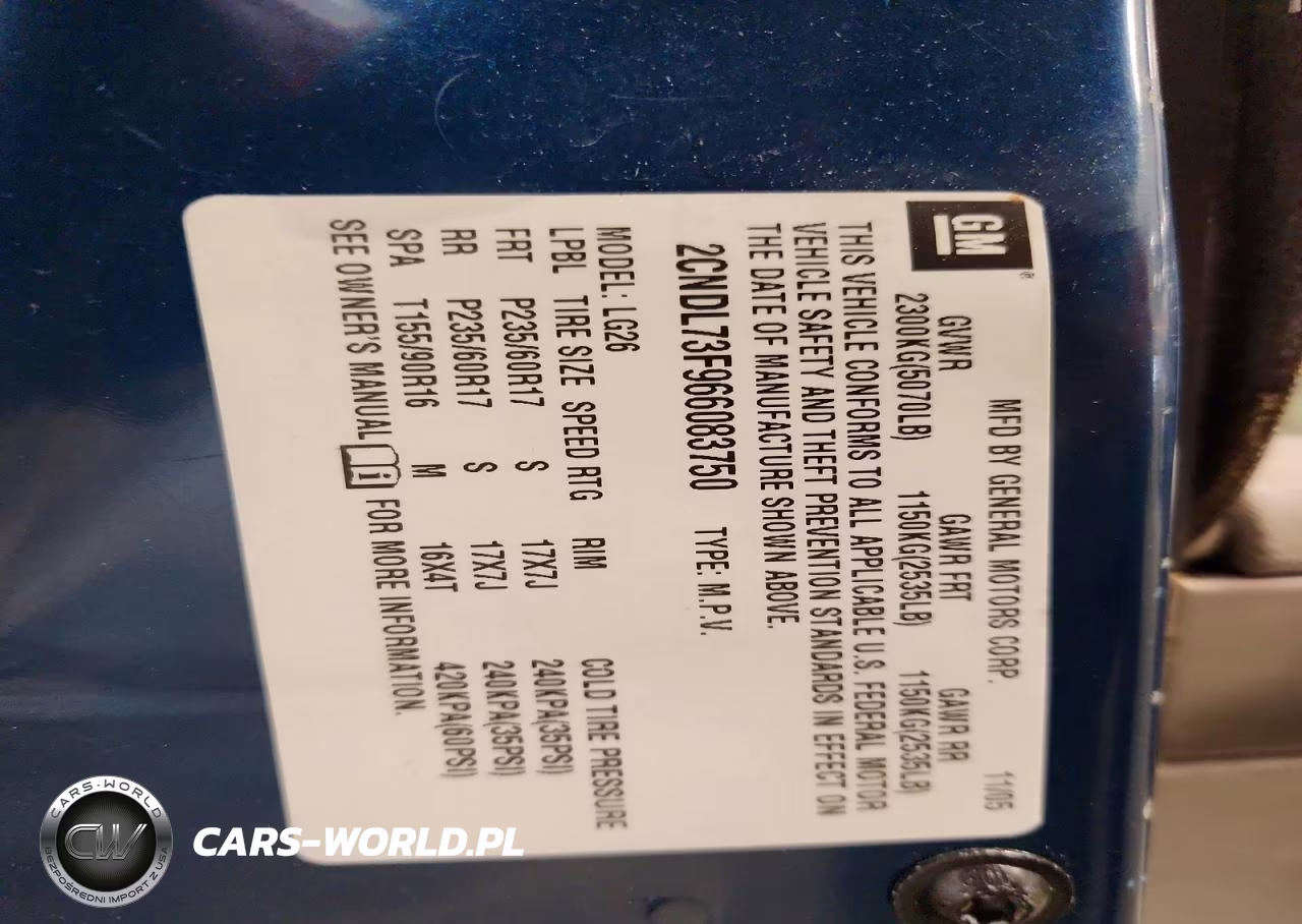 2006 Chevrolet Equinox Lt VIN:2CNDL73F966083750 - 13
