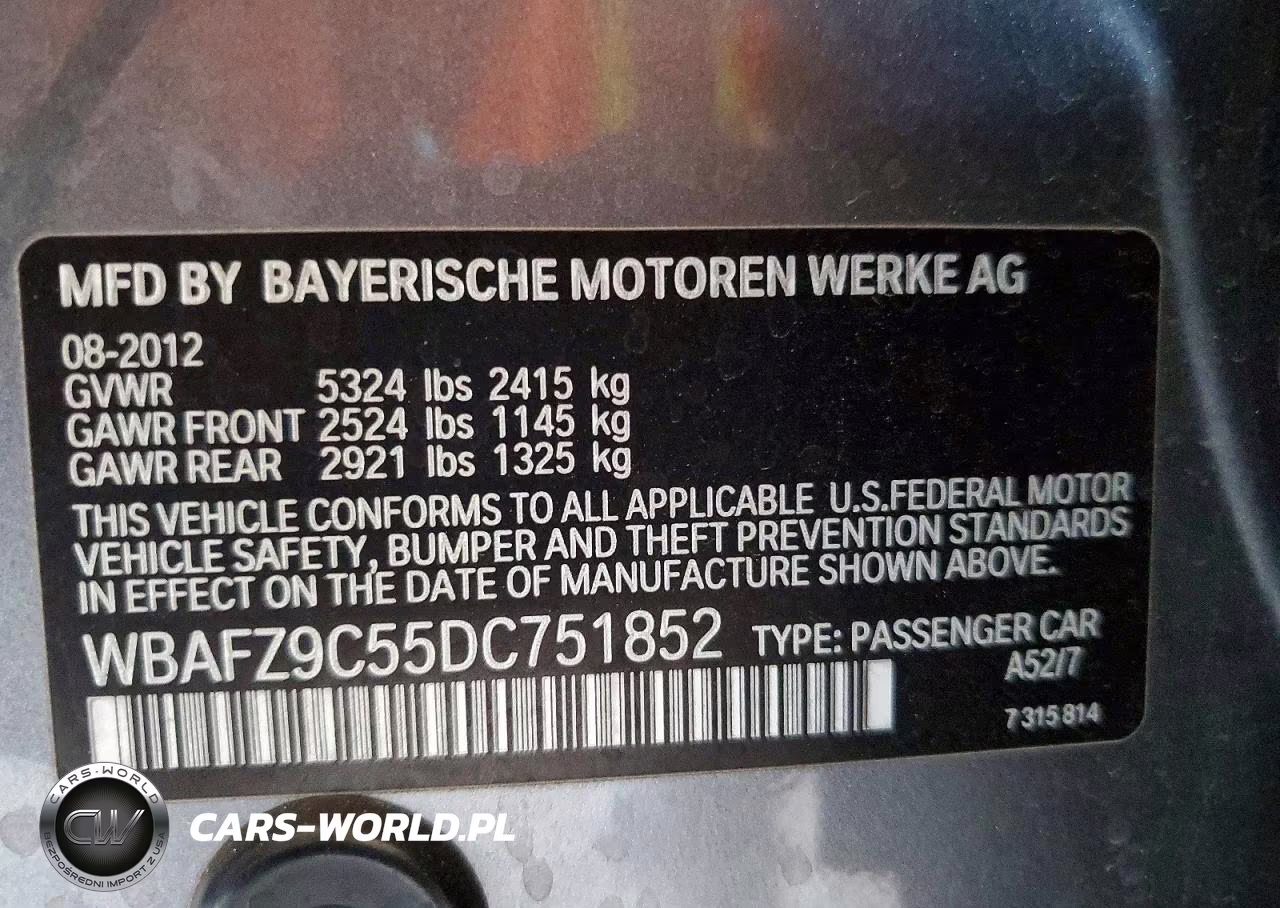2013 BMW 535 I Hybrid VIN:WBAFZ9C55DC751852 - 12