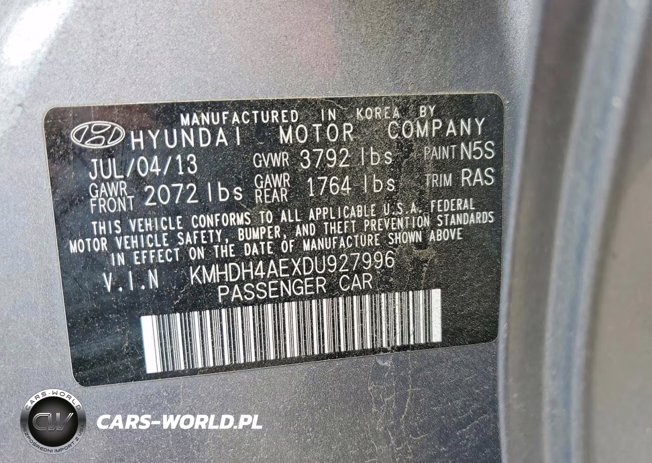2013 Hyundai Elantra Gls VIN:KMHDH4AEXDU927996 - 12